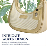 Tommy Bahama Hobo Bag, Women's Mini Handbag with Zip Closure and Woven Design, Tan/White