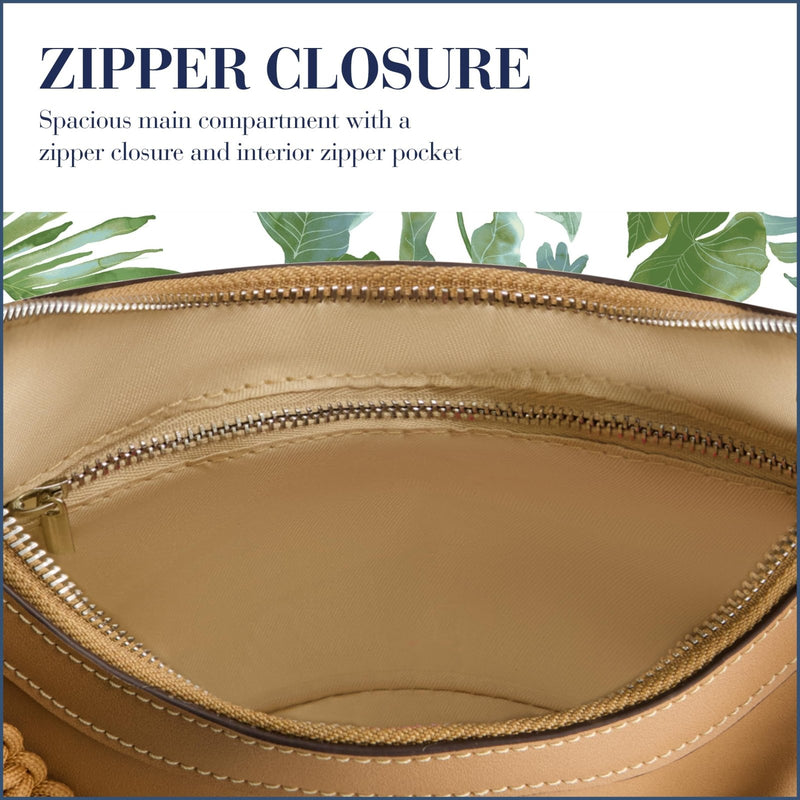 Tommy Bahama Hobo Bag, Women's Zip - Top Handbag with Adjustable Shoulder Strap, Tan, One Size