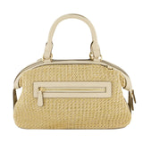 Tommy Bahama Satchel Bag, Women's Crossbody Purse with Adjustable Shoulder Strap, Embroidered Flamingo and Palm Tree Design, Cream, One Size