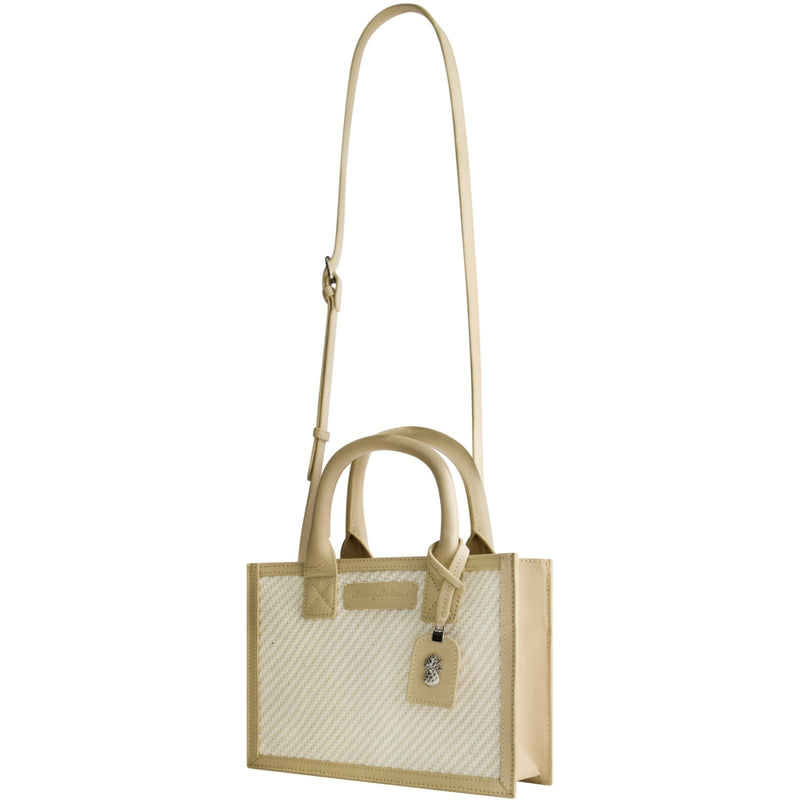 Tommy Bahama Tote Bag, Women's Casual Everyday Shoulder Bag with Soft Woven Design and Adjustable Shoulder Strap, Tan/White