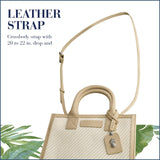 Tommy Bahama Tote Bag, Women's Casual Everyday Shoulder Bag with Soft Woven Design and Adjustable Shoulder Strap, Tan/White