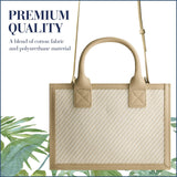 Tommy Bahama Tote Bag, Women's Casual Everyday Shoulder Bag with Soft Woven Design and Adjustable Shoulder Strap, Tan/White