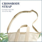 Tommy Bahama Tote Bag, Women's Casual Everyday Shoulder Bag with Zip Closure and Adjustable Shoulder Strap, Tan/White