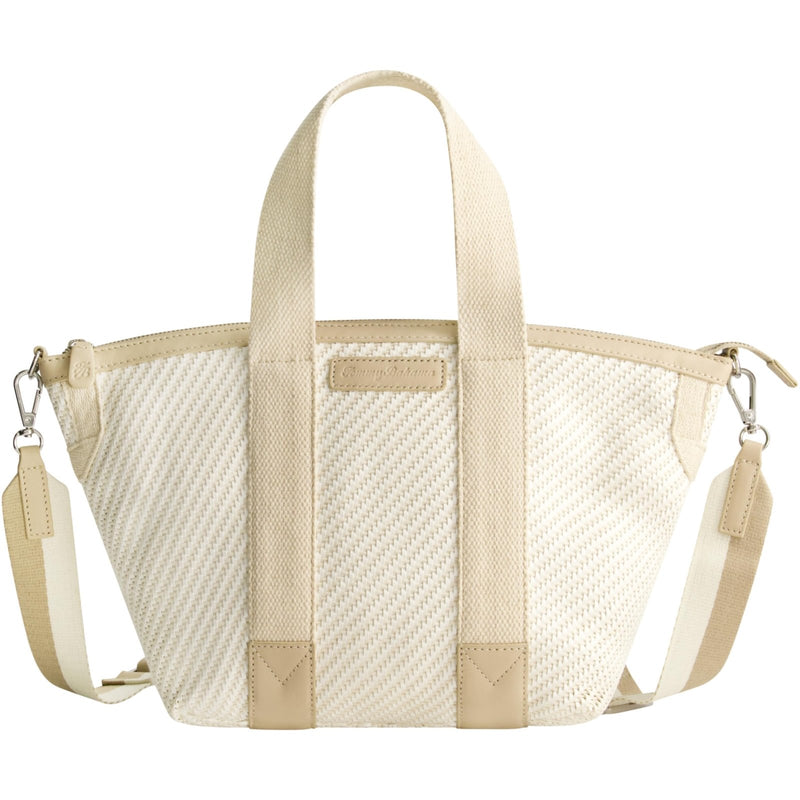 Tommy Bahama Tote Bag, Women's Casual Everyday Shoulder Bag with Zip Closure and Adjustable Shoulder Strap, Tan/White