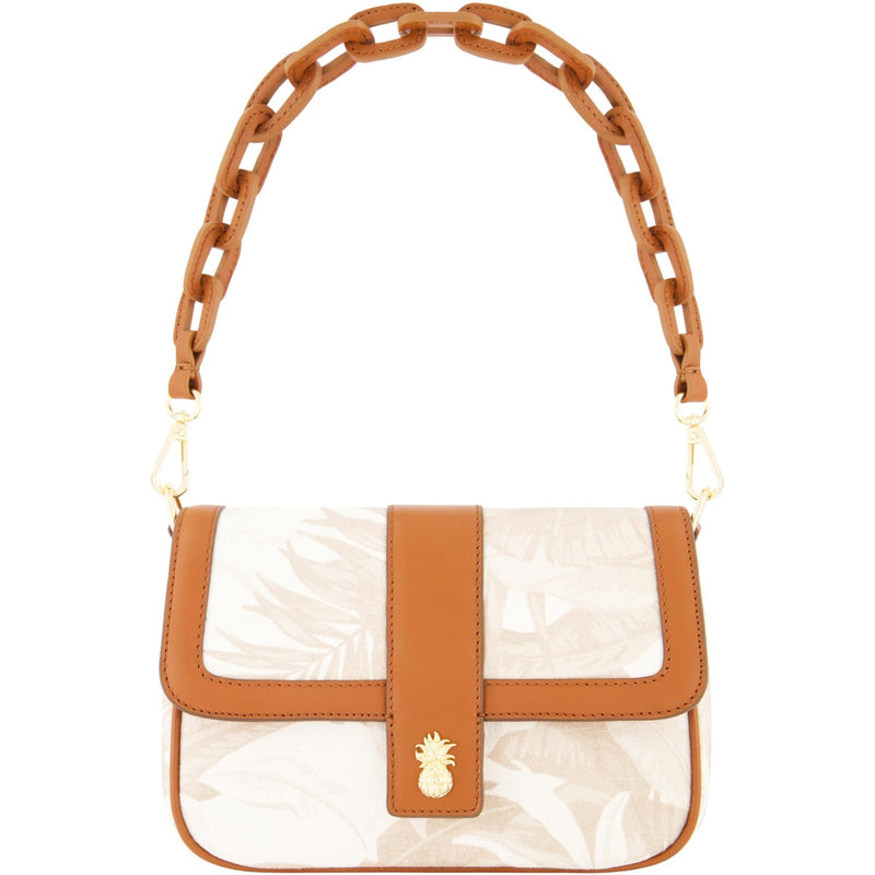 Tommy Bahama Women's Crossbody Bag Purse, Floral Canvas Flap Small Shoulder Handbag with Adjustable Strap and Leather Trim, Multi