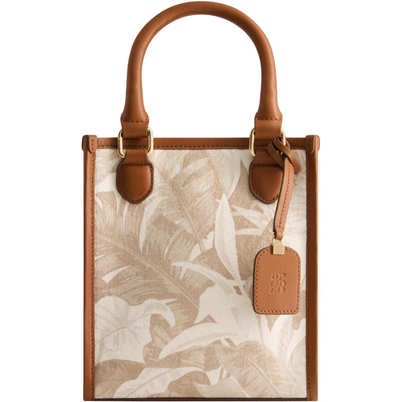 Tommy Bahama Women's Tote Bag, North South Floral Canvas Travel Purse Handbag with Adjustable Shoulder Strap and Leather Trim, Multi