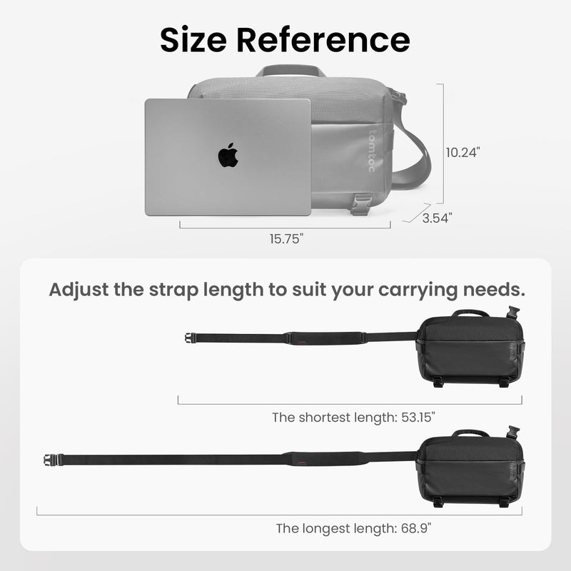 tomtoc 10L Laptop Messenger Shoulder Bag for 14 - inch MacBook Pro M5, 13" MacBook Neo & Air & iPad Pro M5/Air M4, Minimalist Crossbody Bag, Water - resistant EDC Sling Pack for Business, Travel, Work