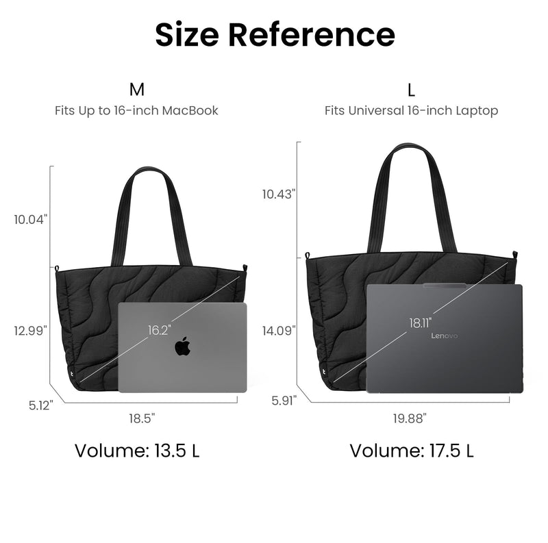 tomtoc 14 - inch Puffy Laptop Tote Bag for Women 10L, Lightweight Puffer Work Tote with Padded Device Compartment for 13/14 - inch MacBook Laptop, Organized Work Bag for Office, Business, Daily Essentials
