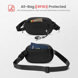 tomtoc 1.5L Belt Bag Sling Bag with RFID Blocking for Cellphone, Passports, Cross Body Fanny Pack for Women Men, Sling Waist Bags with Adjustable Strap for Travel Walk, Black