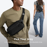 tomtoc 3.5L Sling Bag with RFID Blocking, Crossbody Bag Chest Shoulder Pack for Men and Women, Water - resistant Lightweight Casual Waist Fanny Pack for Travel/Daily Use