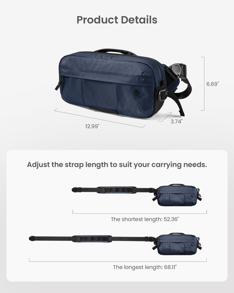 tomtoc 5.5L X - Pac Sling Bag for Nintendo Switch 2/ROG Xbox Ally X, Heavy Duty Crossbody Bag for Men, Water - resistant Carry Chest Daypack Travel Shoulder Pack for Steam Deck OLED, iPad mini, Tactical