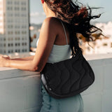 tomtoc 9L Puffer Sling Crossbody Bag for Women Trendy, Nylon Quilted Crescent Shoulder Bag Purses for 11" iPad Air M4/Pro M5, Nintendo Switch 2, Puffy Travel Hobo Handbag with Organized Inner Pockets