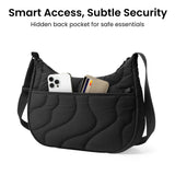 tomtoc 9L Puffer Sling Crossbody Bag for Women Trendy, Nylon Quilted Crescent Shoulder Bag Purses for 11" iPad Air M4/Pro M5, Nintendo Switch 2, Puffy Travel Hobo Handbag with Organized Inner Pockets