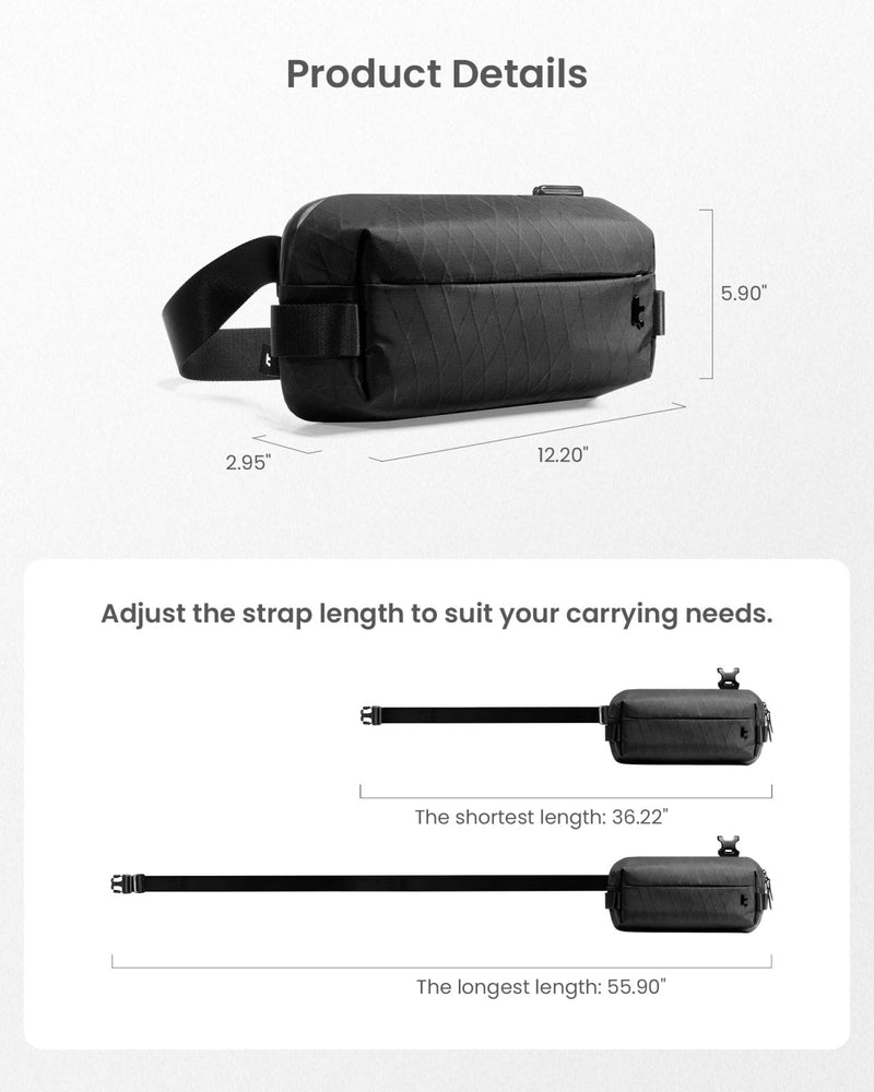 tomtoc Compact EDC Sling Bag, Chest Shoulder Crossbody Sling Daypack for Men Women, Water - resistant Lightweight Everyday Carry Casual Pack for Nintendo Switch 2, Tactical, Travel, Work, Gym, Sport
