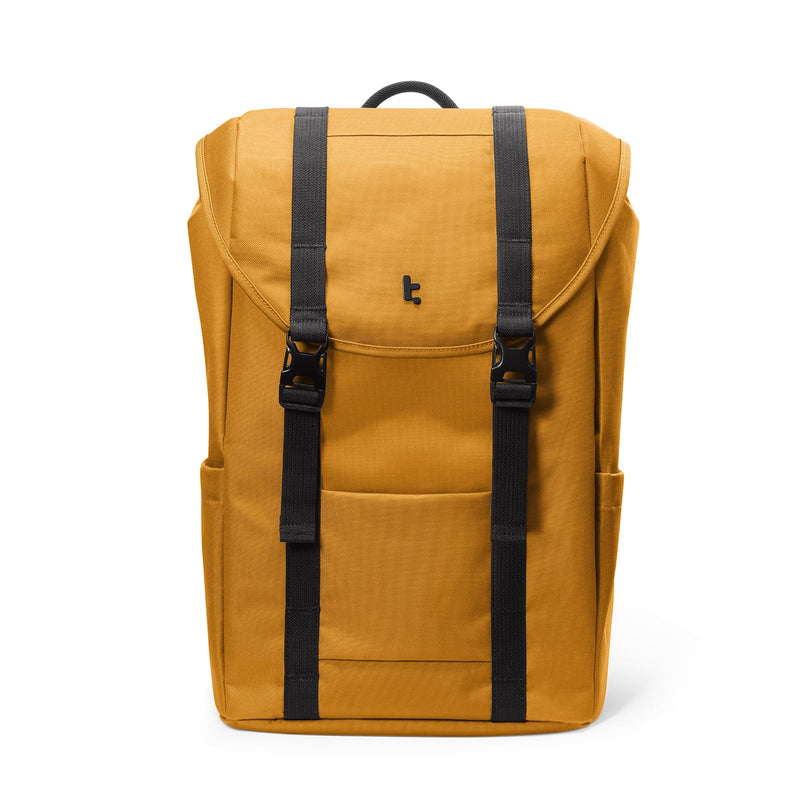 tomtoc Flap Laptop Backpack, Lightweight, Water - Resistant Casual Daypack, Durable Work - pack, Vintage Classic Rucksack for 13 - 15.6 Inch Laptop, perfect for Campus, Street, 22L Yellow
