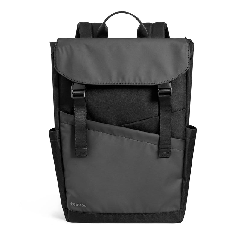 tomtoc Flap Laptop Backpack, Lightweight, Water - Resistant College Travel Casual Daypack, Slim Durable Work - pack Rucksack for 13 - 16 Inch MacBook Laptop, Large Capacity, 18L, Black