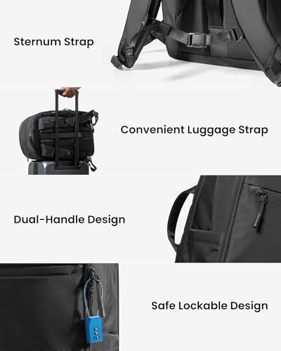 tomtoc Laptop Backpack 32L, Large Business Work Bag Fits 15.6 - 16 Inch Laptop, Water - Resistant Durable Computer Travel Backpack for Business Trip, Weekend Getaway
