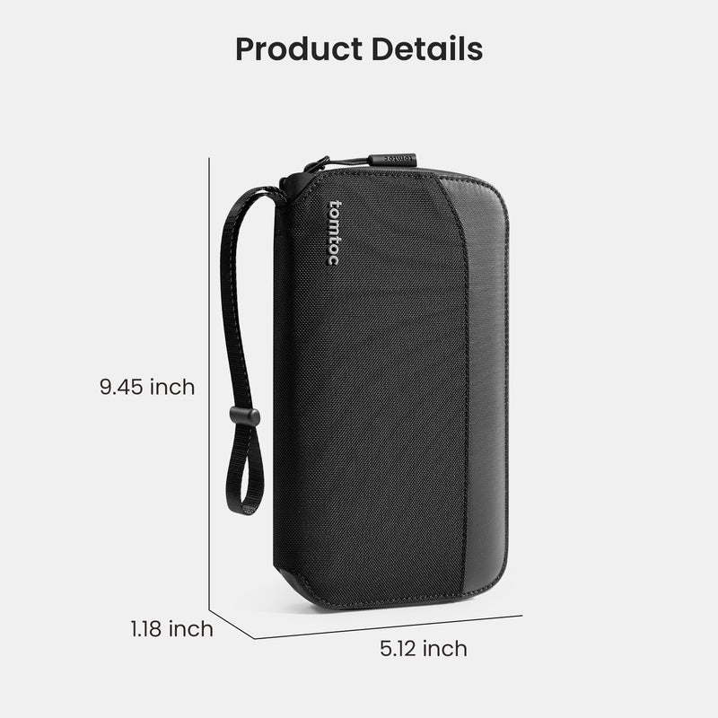 tomtoc Passport Holder Family with RFID Blocking, Passport Wallet Women Men, with Airtag & Sim Card Holder and Eject Pin, Travel Document Organizer with Wrist Strap, Up to 4 Passports, Water - resistant
