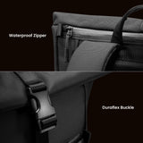 tomtoc Rolltop Laptop Backpack, Water - Resistant Travel Backpack Commute Expandable Casual Daypack for 13 - 17.3 inch Laptop, Rucksack for Work College Trip, Capacity Adjustable 25 - 30L, Black
