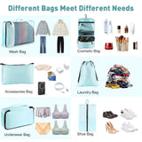 Toncoke 8 - Piece Packing Cubes for Travel, 2026 Upgraded Durable Zippers & Reinforced Mesh, Complete Luggage Organizer Set with Shoe/Toiletry/Laundry Bags, 4 Sizes for Suitcase, Men Women, Lake Blue