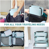 Toncoke 8 - Piece Packing Cubes for Travel, 2026 Upgraded Durable Zippers & Reinforced Mesh, Complete Luggage Organizer Set with Shoe/Toiletry/Laundry Bags, 4 Sizes for Suitcase, Men Women, Lake Blue