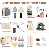 Toncoke 8 - Piece Packing Cubes for Travel, Mesh Luggage Organizers with Shoe Bag, Toiletry Bag, Laundry Pouches, 4 Sizes (XL/L/M/S) for Suitcase Organization, Men Women Kids, Beige
