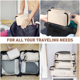 Toncoke 8 - Piece Packing Cubes for Travel, Mesh Luggage Organizers with Shoe Bag, Toiletry Bag, Laundry Pouches, 4 Sizes (XL/L/M/S) for Suitcase Organization, Men Women Kids, Beige