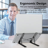 Tonmom Laptop Stand for Desk, Adjustable Laptop Riser ABS+Silicone Foldable Portable Notebook Holder, Ventilated Cooling Notebook Mount Computer Stand for 10 - 15.6” Laptops,Tablets - Black