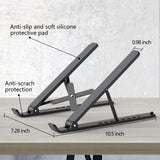 Tonmom Laptop Stand for Desk, Adjustable Laptop Riser ABS+Silicone Foldable Portable Notebook Holder, Ventilated Cooling Notebook Mount Computer Stand for 10 - 15.6” Laptops,Tablets - Black