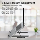 Tonmom Laptop Stand for Desk, Adjustable Laptop Riser ABS+Silicone Foldable Portable Notebook Holder, Ventilated Cooling Notebook Mount Computer Stand for 10 - 15.6” Laptops,Tablets - Black
