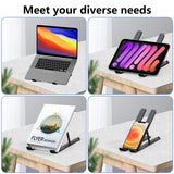 Tonmom Laptop Stand for Desk, Adjustable Laptop Riser ABS+Silicone Foldable Portable Notebook Holder, Ventilated Cooling Notebook Mount Computer Stand for 10 - 15.6” Laptops,Tablets - Black