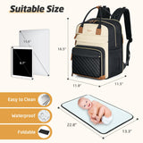 Tonyeee Diaper Bag Backpack - Extra Large Diaper Bag for 2 Kids Twin, Travel Baby Bags for Mom Dad 25 - 37L Expandable with Changing Pad Earphone Hole, Apricot Black