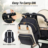 Tonyeee Diaper Bag Backpack - Extra Large Diaper Bag for 2 Kids Twin, Travel Baby Bags for Mom Dad 25 - 37L Expandable with Changing Pad Earphone Hole, Apricot Black