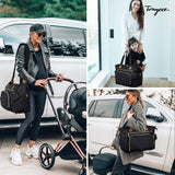 Tonyeee Diaper Bag Tote, Large Diaper Bags Waterproof, Hospital Bag for Labor Delivery, Baby Bag with Pacifier Case, Travel Diaper Tote with Changing Pad, Black