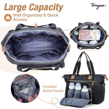 Tonyeee Diaper Bag Tote, Large Diaper Bags Waterproof, Hospital Bag for Labor Delivery, Baby Bag with Pacifier Case, Travel Diaper Tote with Changing Pad, Black