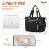 Tonyeee Diaper Bag Tote, Large Diaper Bags Waterproof, Hospital Bag for Labor Delivery, Baby Bag with Pacifier Case, Travel Diaper Tote with Changing Pad, Black