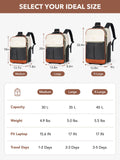 Tonyeee Rolling Backpack for Women, 22 Inch Carry on Luggage Suitcase Flight Approved, X Large Roller Travel Laptop Backpack with Wheels for Overnight Weekender Bussiness Work (Beige,XL Carry on Size)