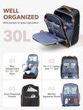 Tonyeee Rolling Backpack for Women, Large Travel Backpack with Wheels Carry on Flight Approved, 15.6 Inch Laptop Wheeled Roller Bag Suitcase for Work Bussiness Weekender (Black,M Underseat Size)
