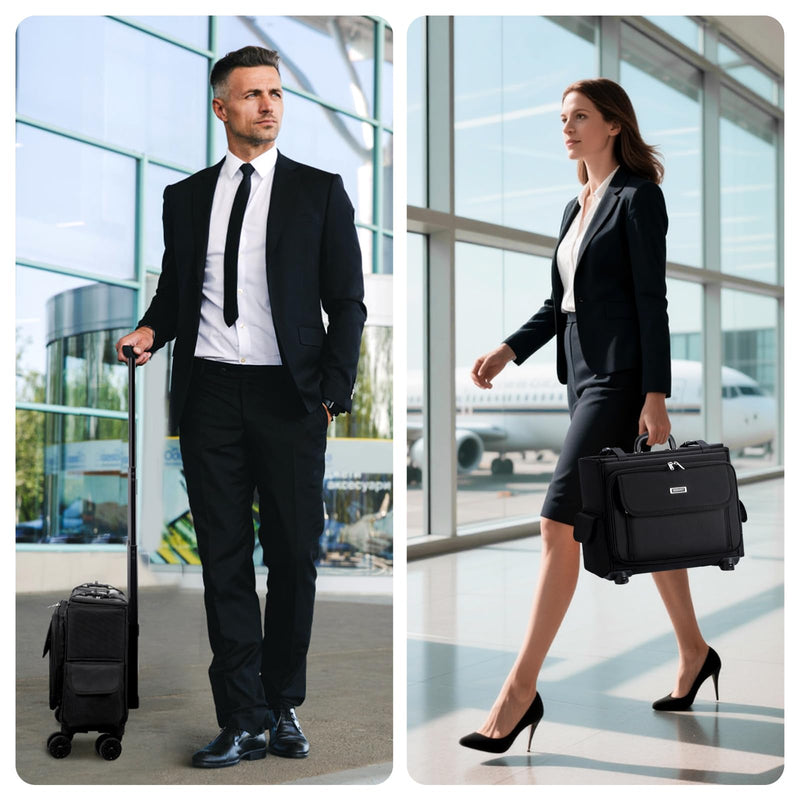 Tonyeee Rolling Laptop Bag 15.6 Inch, Ballistic Nylon Wheeled Briefcase for Men Women, Professional Rolling Work Bag, Underseat Carry On Business Case, 360 Spinner Wheels, Accordion File Office Bag