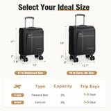 Tonyeee Softside Carry on Luggage 22x14x9 Airline Approved, 19 Inch Carry - on Luggage with Spinner Wheels, Water - Resistant Small Suitcase for Women Men Travel Business (Black, 19 inch_Carry on)