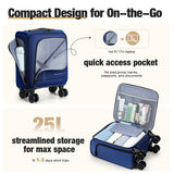 Tonyeee Softside Carry on Luggage Airline Approved, 17 Inch Underseat Carry - on Luggage with Removable Spinner Wheels, Small Personal Item Suitcase for Travel Business (Blue, 17 inch_Underseat)