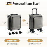 Tonyeee Softside Carry on Luggage Airline Approved, 17 Inch Underseat Carry - on Luggage with Removable Spinner Wheels, Small Personal Item Suitcase for Travel Business, (Grey, 17 inch_Underseat)