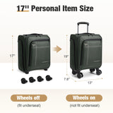 Tonyeee Softside Carry on Luggage Airline Approved, 17 Inch Underseat Carry - on Luggage with Removable Spinner Wheels, Small Personal Item Suitcase for Travel Business (Green, 17 inch_Underseat)