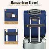 Tonyeee Softside Carry on Luggage Airline Approved, 17 Inch Underseat Carry - on Luggage with Removable Spinner Wheels, Small Personal Item Suitcase for Travel Business (Blue, 17 inch_Underseat)