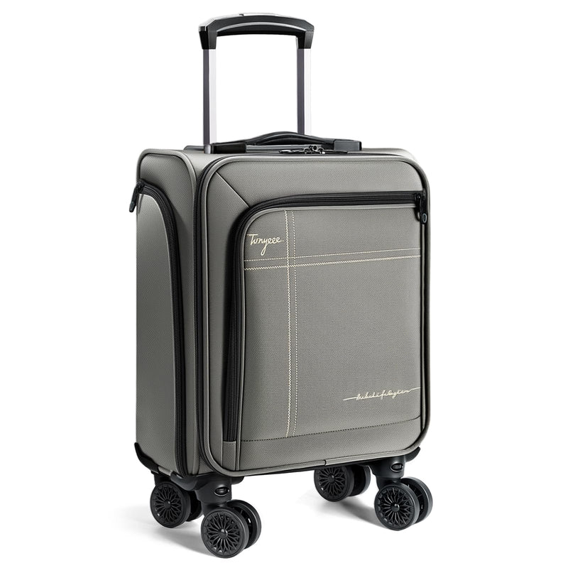 Tonyeee Softside Carry on Luggage Airline Approved, 17 Inch Underseat Carry - on Luggage with Removable Spinner Wheels, Small Personal Item Suitcase for Travel Business, (Grey, 17 inch_Underseat)