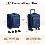 Tonyeee Softside Carry on Luggage Airline Approved, 17 Inch Underseat Carry - on Luggage with Removable Spinner Wheels, Small Personal Item Suitcase for Travel Business (Blue, 17 inch_Underseat)