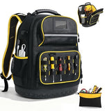 Tool Backpack, Heavy-Duty Tool Organizer Bag for Men Dad Gift, Water-Resistant Technician Tool Carrier w/ Molded Base, Laptop Storage, Backpack for Electricians HVAC Construction Repairman Home Repair