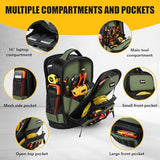 Tool Backpack, UUP Heavy Duty Tool Bag, Large Empty Toolbag Organizer with Waterproof Molded Hard Bottom, Utility Tool Laptop Storage Back Pack, HVAC Technician Electrician Construction Men Dad Gift