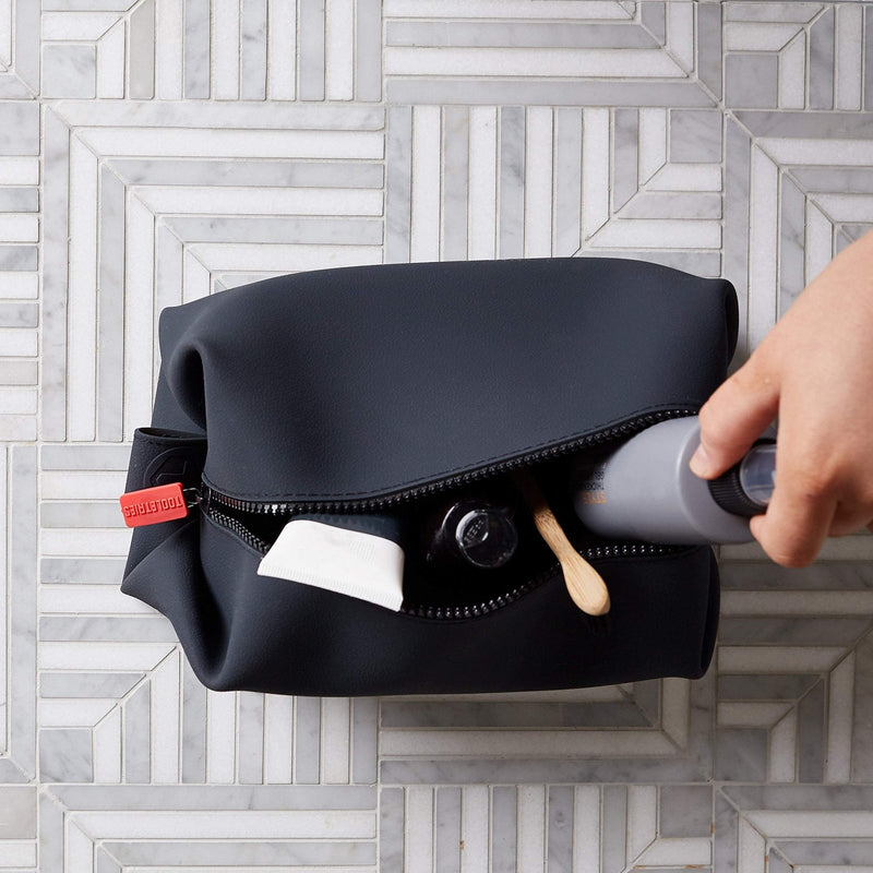 TOOLETRIES The Koby Dopp Kit - Silicone Toiletry Organizer, Bathroom Travel Bag - Heavy - Duty Zipper, Leak Resistance, Easy to Clean - 9" x 4.5" x 4.5" - Charcoal