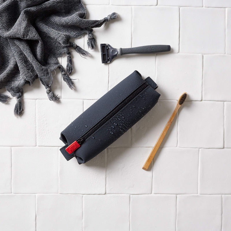 TOOLETRIES The Koby Mini Kit - Silicone Toiletry Organizer, Bathroom Travel Bag - Features Heavy - Duty Zipper, Leak Resistance, Easy to Clean - Charcoal